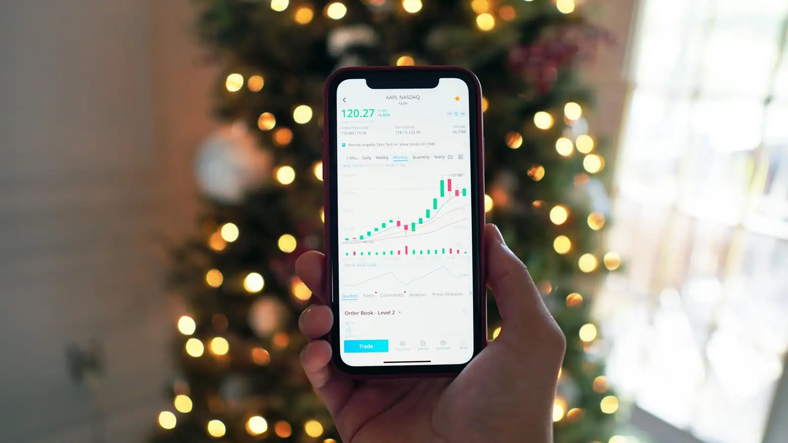 Fintech mobile app dashboard on smartphone